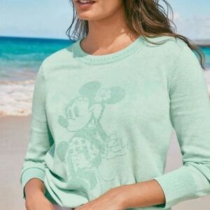 Disney Tommy Bahama Mint Cotton Sweater Size S Minnie Mouse Hawaii Aulani
